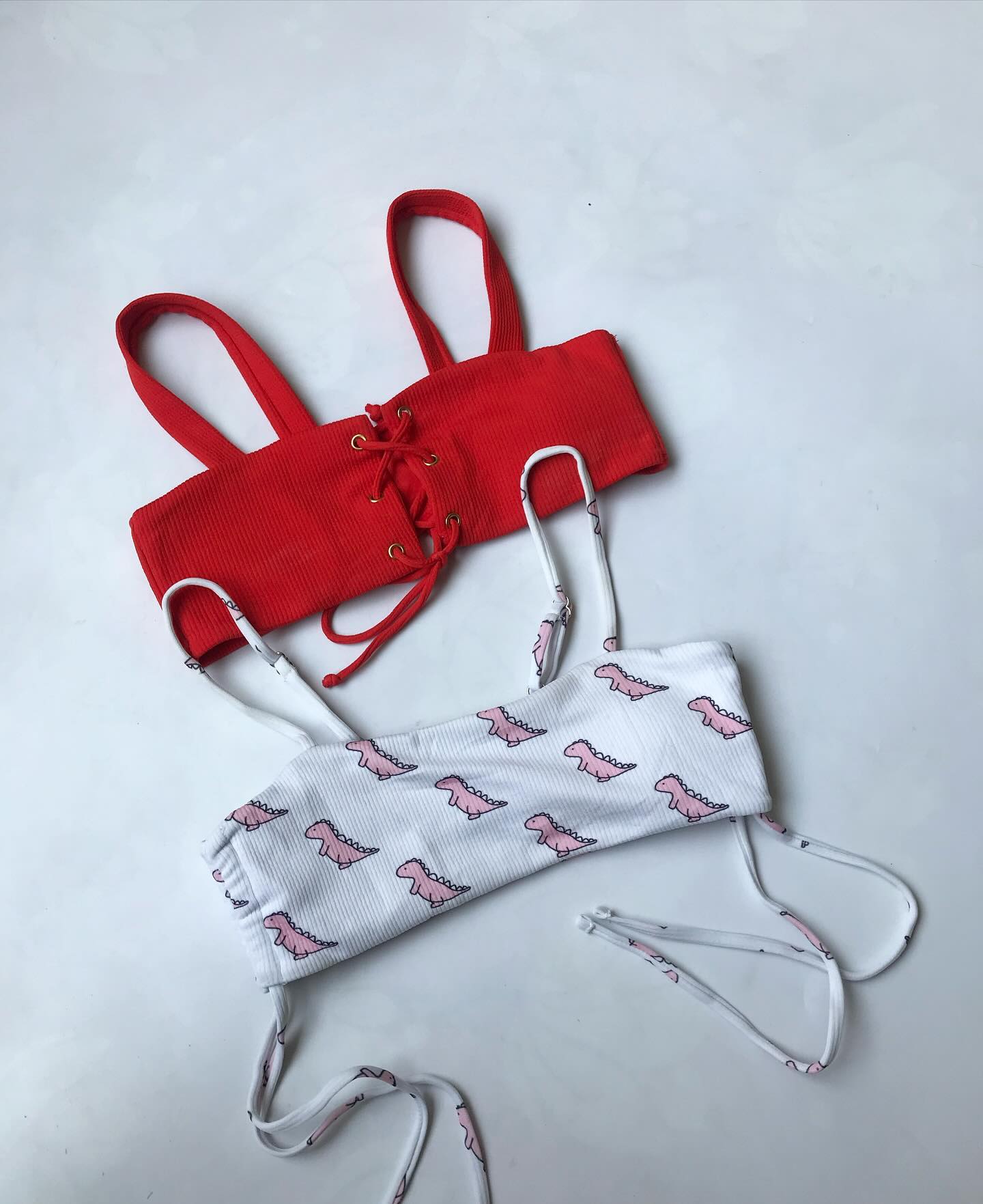 Red & White Crop Tops