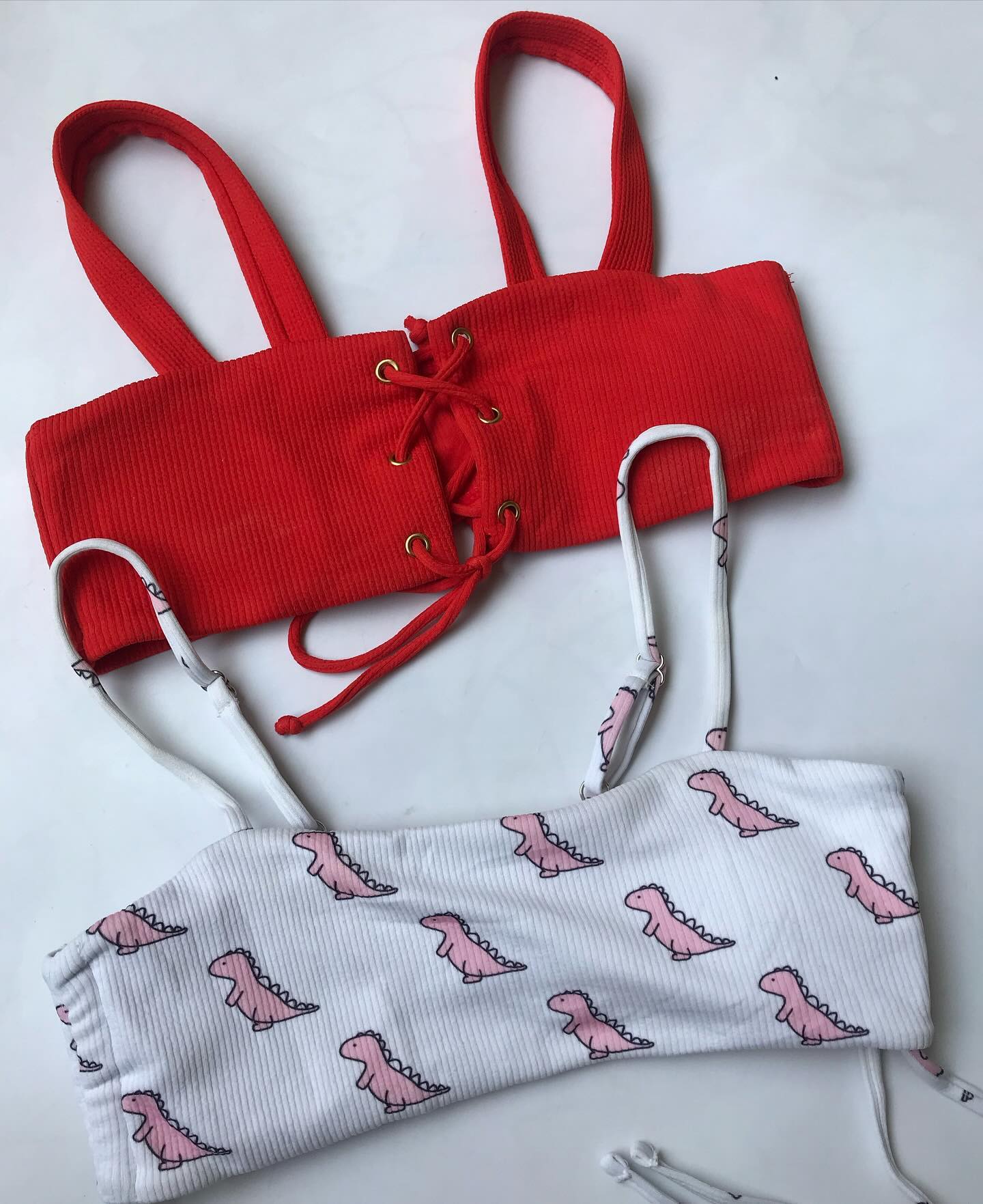 Red & White Crop Tops