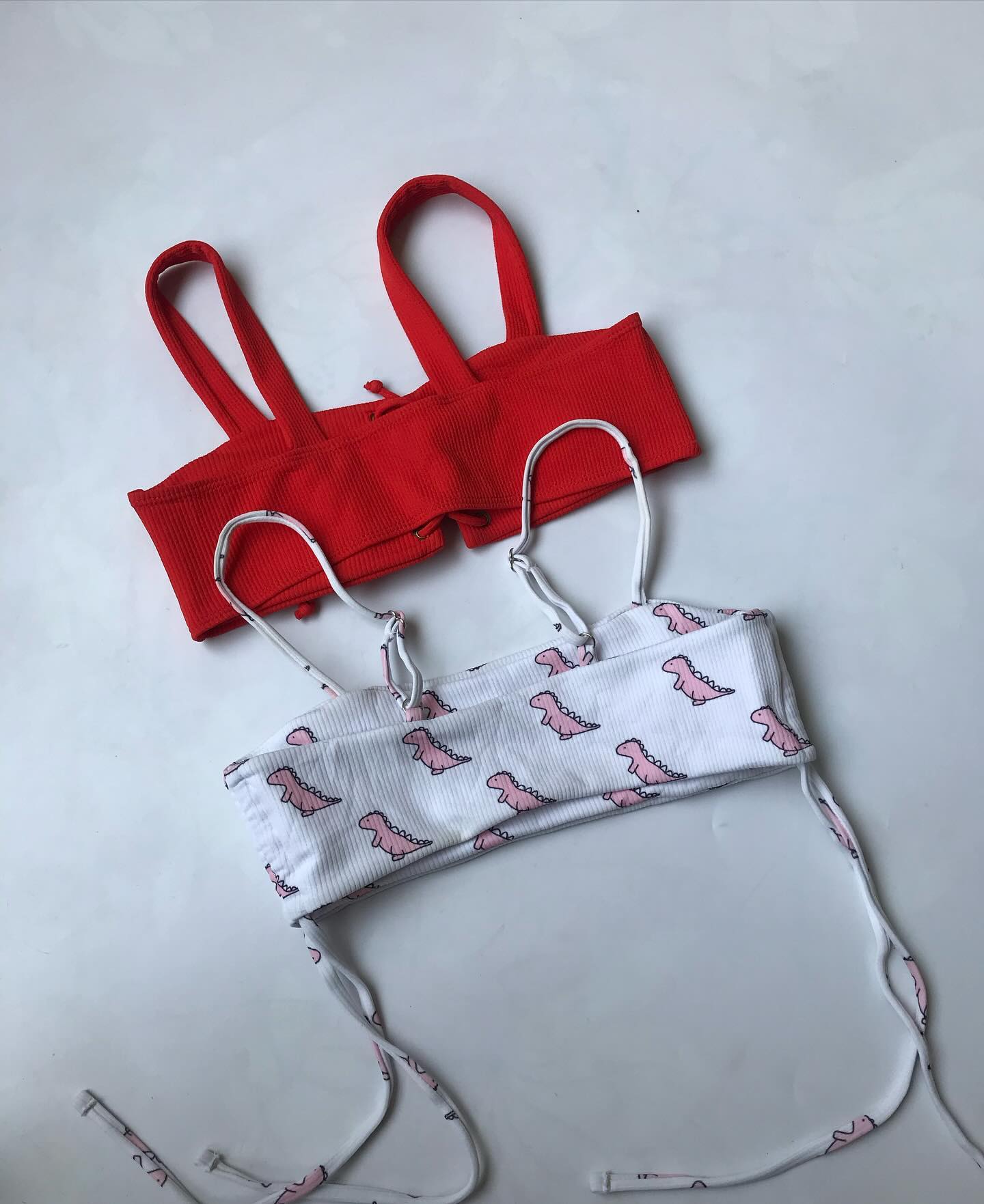Red & White Crop Tops